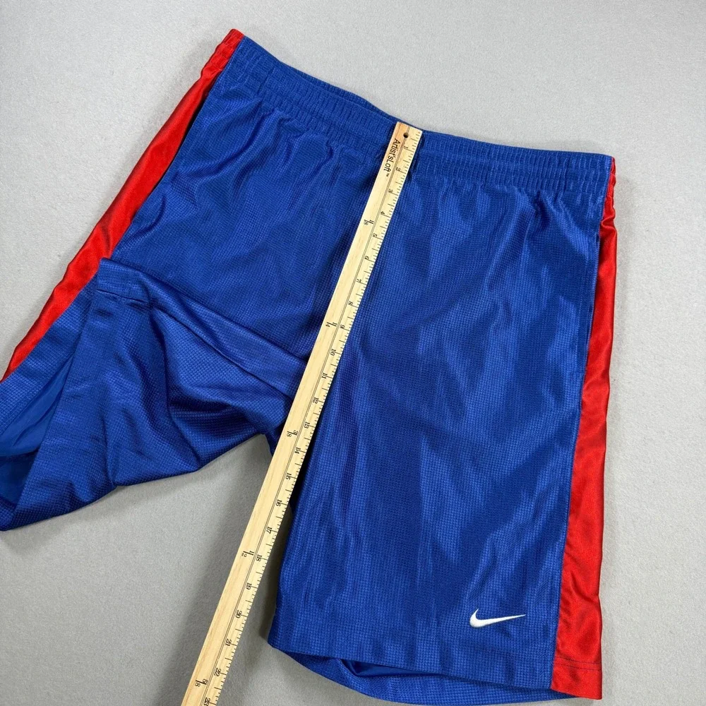 Nike Basketball Shorts Men M Blue Red Side Stripe Dazzle Swoosh Athletic Gym Y2K